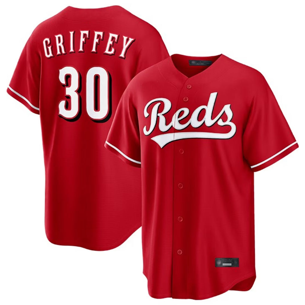 Cincinnati Reds #30 Ken Griffey Player Red Thaam Home Game Stitched Jerseys