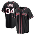 Boston Red Sox #34 David Ortiz Player Black Thaam Out Home Game Stitched Jerseys