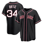 Boston Red Sox #34 David Ortiz Player Black Thaam Out Home Game Stitched Jerseys