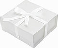 White Gift Boxes with Lids Pack of 1, 6x6x3 Inches Small Gift Box with Ribbon, Collapsible Gift Boxes with Magnetic Closure for Presents, Bridesmaid Proposal Box for Family Mom Girlfriend