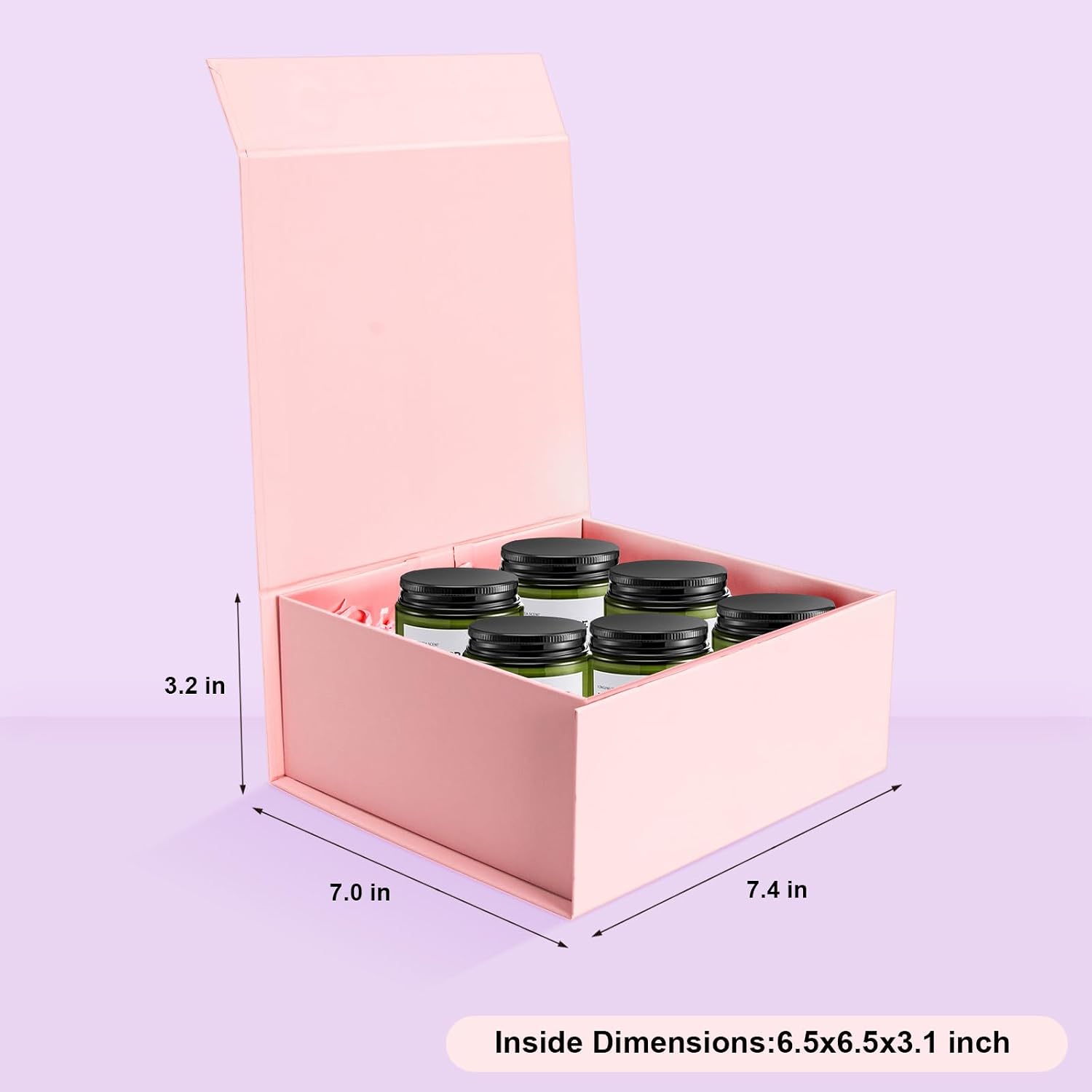 Pink Gift Boxes with Lids Pack of 1, 6x6x3 Inches Small Gift Box with Ribbon, Collapsible Gift Boxes with Magnetic Closure for Presents, Bridesmaid Proposal Box for Family Mom Girlfriend