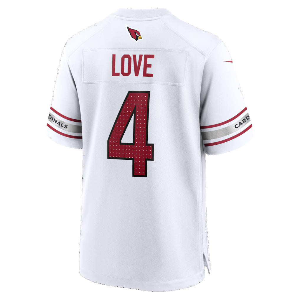 A.Cardinals #4 Jeremiyah Love White Thaam Game Player Jersey