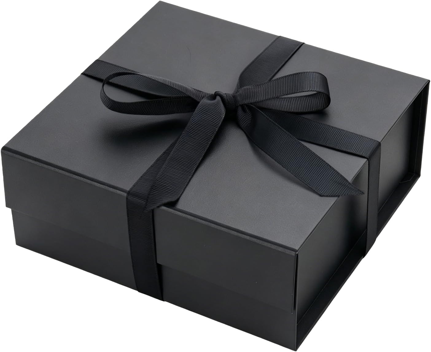 Black Gift Boxes with Lids Pack of 1, 6x6x3 Inches Small Gift Box with Ribbon, Collapsible Gift Boxes with Magnetic Closure for Presents, Bridesmaid Proposal Box for Family Mom Girlfriend