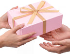 Pink Gift Box with Magnetic Lids for Presents, 9.5"x7"x3.5" | with Ribbon, Greeting Card & Filler for Women, Birthday, Bridesmaid Proposal & Wedding, 1 Pack
