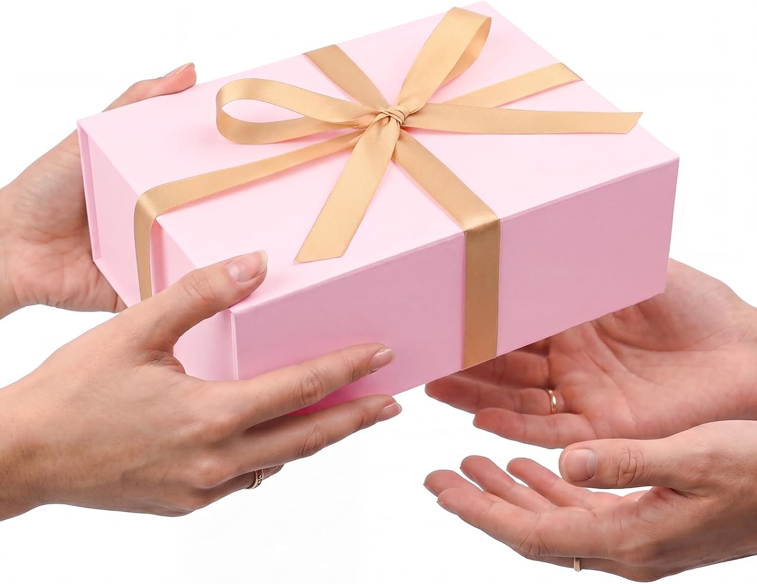 Pink Gift Box with Magnetic Lids for Presents, 9.5"x7"x3.5" | with Ribbon, Greeting Card & Filler for Women, Birthday, Bridesmaid Proposal & Wedding, 1 Pack