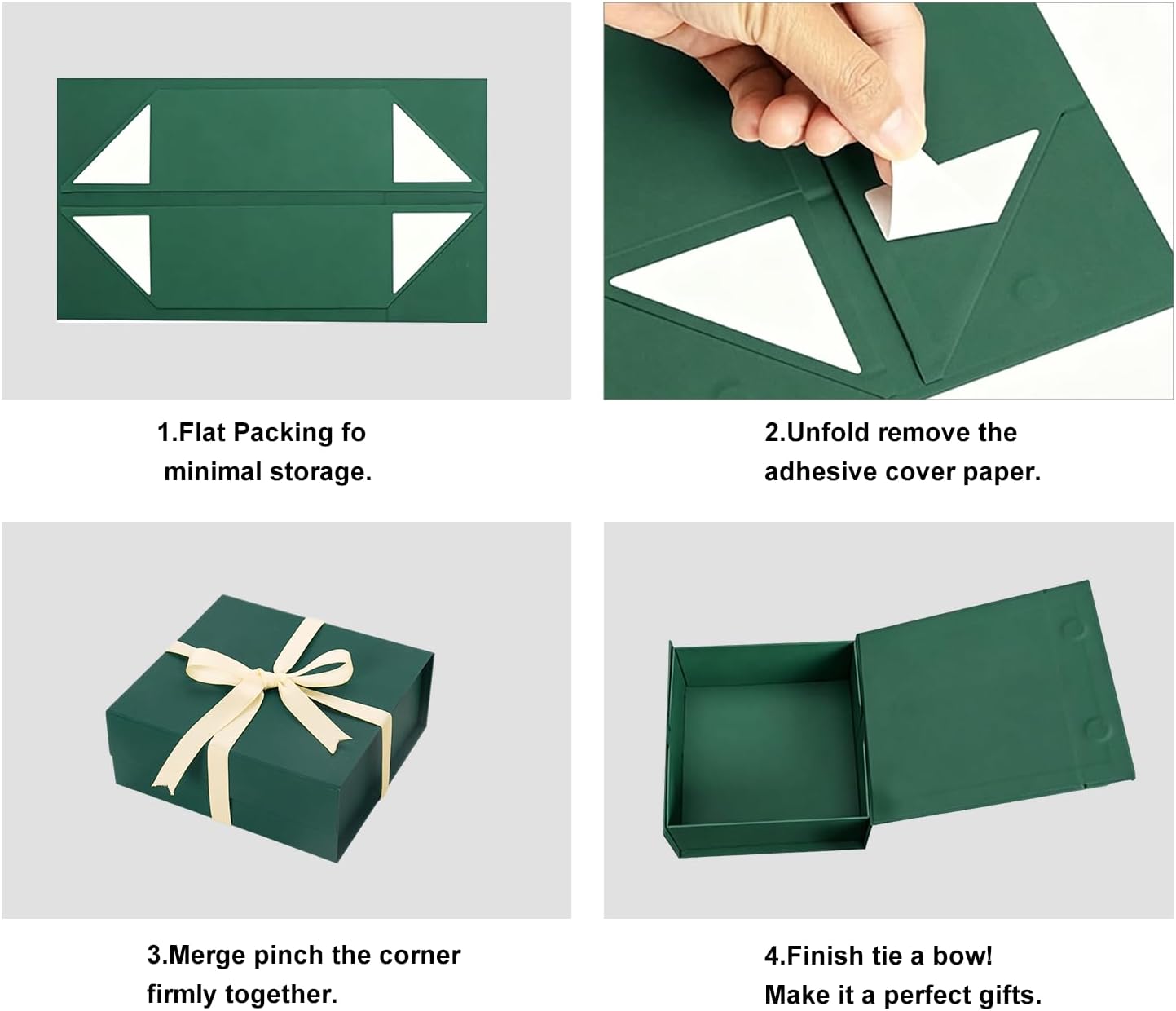 Green Gift Boxes with Lids Pack of 1, 6x6x3 Inches Small Gift Box with Ribbon, Collapsible Gift Boxes with Magnetic Closure for Presents, Bridesmaid Proposal Box for Family Mom Girlfriend