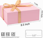 Pink Gift Box with Magnetic Lids for Presents, 9.5"x7"x3.5" | with Ribbon, Greeting Card & Filler for Women, Birthday, Bridesmaid Proposal & Wedding, 1 Pack