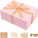 Pink Gift Box with Magnetic Lids for Presents, 9.5"x7"x3.5" | with Ribbon, Greeting Card & Filler for Women, Birthday, Bridesmaid Proposal & Wedding, 1 Pack