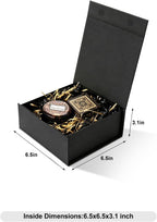 Black Gift Boxes with Lids Pack of 1, 6x6x3 Inches Small Gift Box with Ribbon, Collapsible Gift Boxes with Magnetic Closure for Presents, Bridesmaid Proposal Box for Family Mom Girlfriend