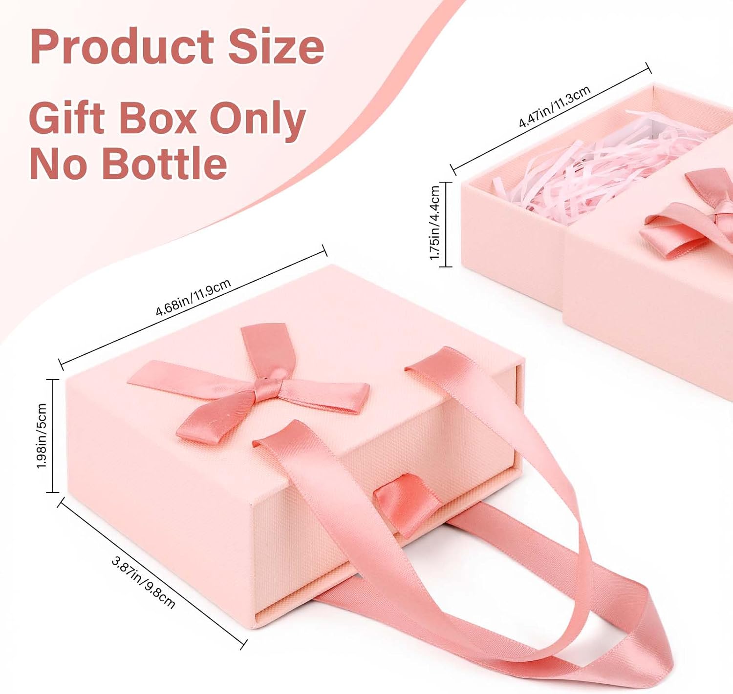 4.7x3.9x2'' Small Drawer Pink Gift Box for Presents, Empty Mini Gift Box for Women Men, Mini Decorative Storage Case with Ribbon for Gifts, Pink Packaging Wrap Paper Boxes for Travel Bottles