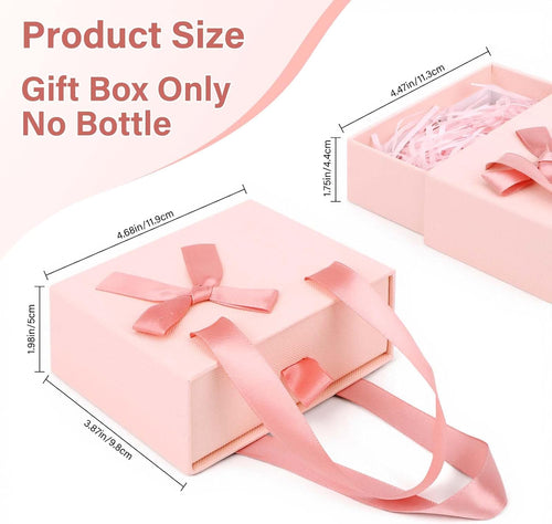 4.7x3.9x2'' Small Drawer Pink Gift Box for Presents, Empty Mini Gift Box for Women Men, Mini Decorative Storage Case with Ribbon for Gifts, Pink Packaging Wrap Paper Boxes for Travel Bottles