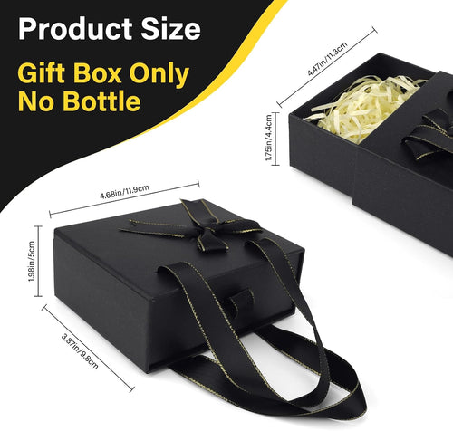 4.7x3.9x2'' Small Drawer Black Gift Box, Empty Gift Box for Presents for Women Men, Mini Decorative Package Storage Boxes with Ribbon for Travel Perfume Roller Bottles Cosmetic Containers