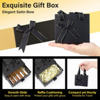 4.7x3.9x2'' Small Drawer Black Gift Box, Empty Gift Box for Presents for Women Men, Mini Decorative Package Storage Boxes with Ribbon for Travel Perfume Roller Bottles Cosmetic Containers