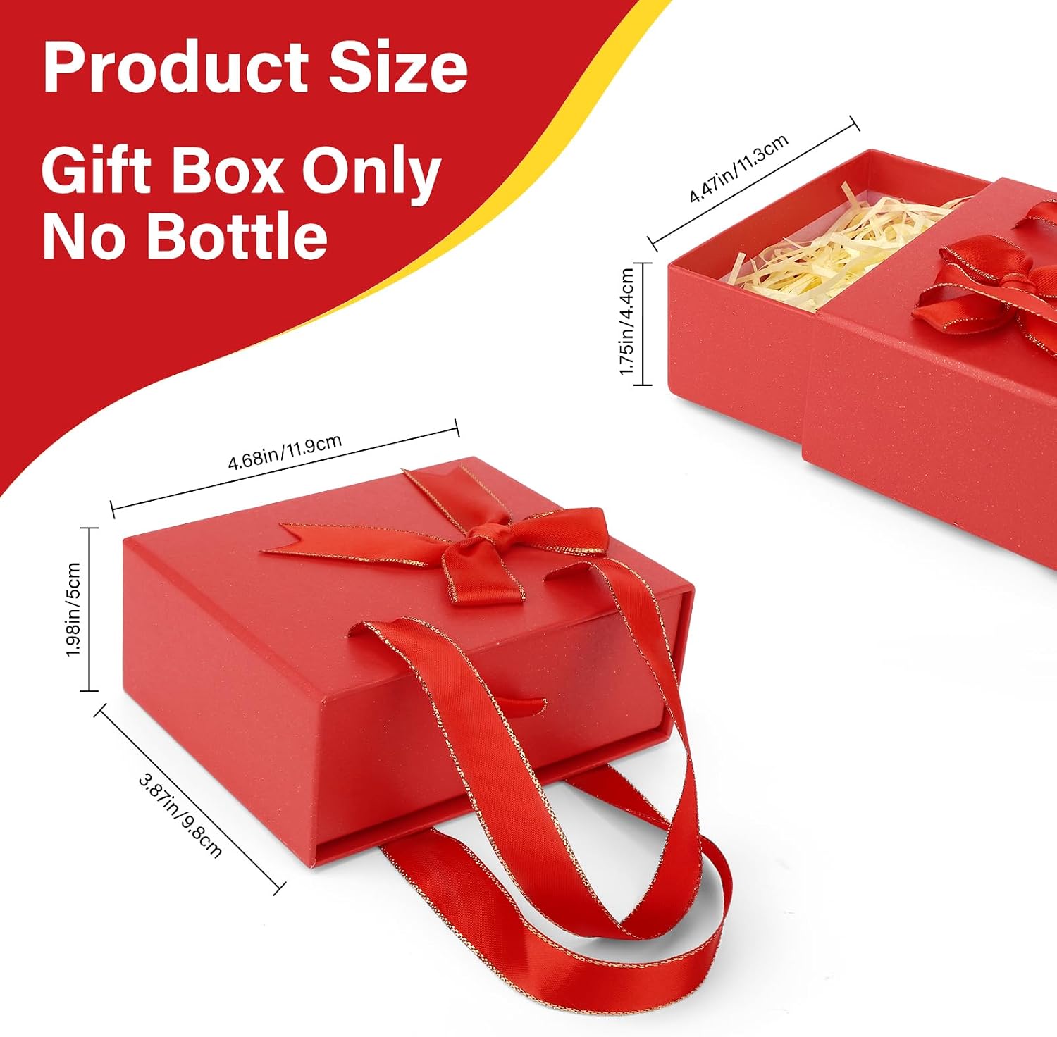 4.7x3.9x2'' Small Red Drawer Paper Gift Box for Women Men, Portable Decorative Storage Box for Presents Gifts, Mini Empty Gift Case with Ribbon for Perfume Atomizer Oil Bottle Containers