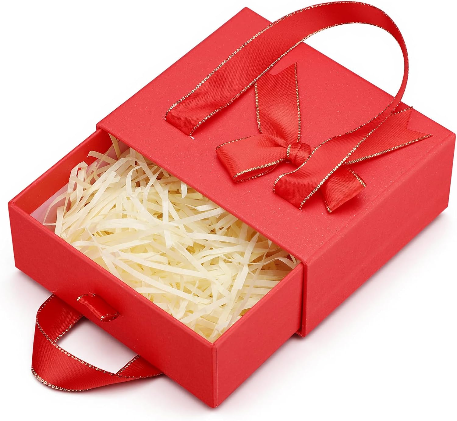 4.7x3.9x2'' Small Red Drawer Paper Gift Box for Women Men, Portable Decorative Storage Box for Presents Gifts, Mini Empty Gift Case with Ribbon for Perfume Atomizer Oil Bottle Containers