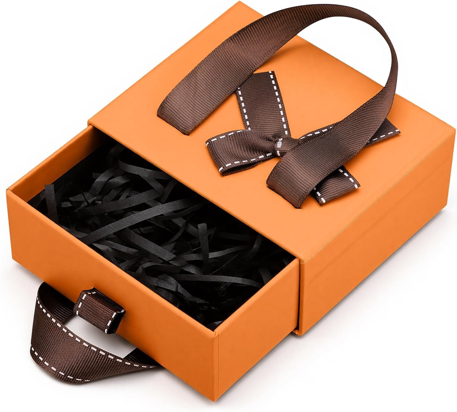 4.7x3.9x2'' Small Orange Drawer Storage Gift Box for Women Men, Empty Wrap Gift Box, Decorative Storage Boxes for Gifts Presents, Mini Paper Boxes with Ribbon for Travel Spray Pump Bottles