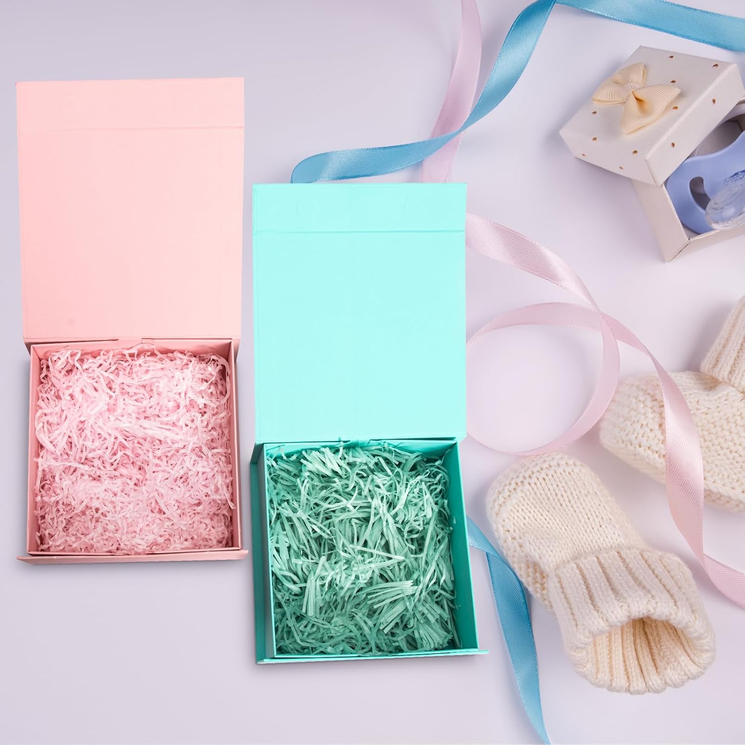 Blue Gift Boxes with Lids Pack of 1, 6x6x3 Inches Small Gift Box, Collapsible Gift Boxes with Magnetic Closure for Presents, Bridesmaid Proposal Box for Family Mom Girlfriend