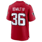 A.Falcons #36 Malcolm DeWalt IV Red Team Game Football jersey Thaam