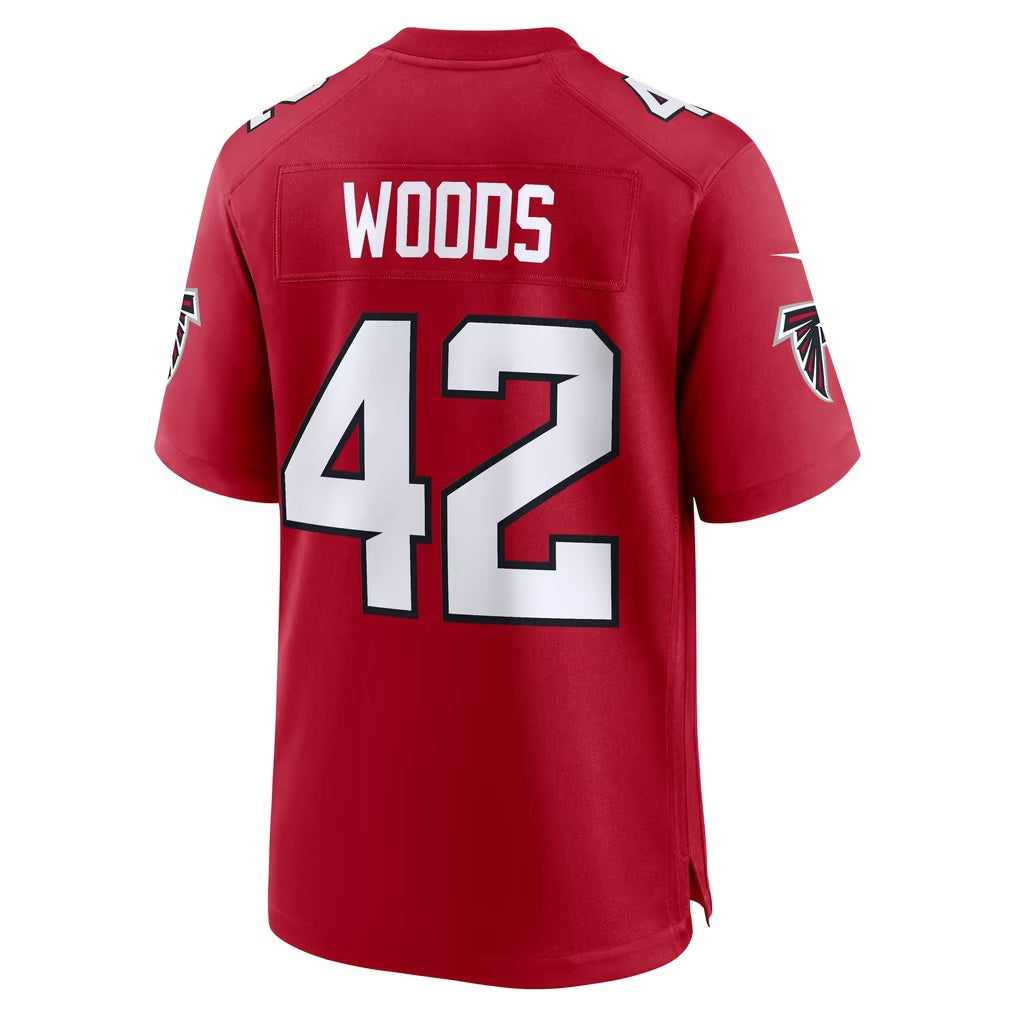 A.Falcons #42 Josh Woods Red Team Game Football jersey Thaam