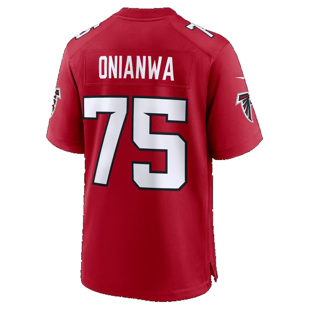 A.Falcons #75 Ethan Onianwa Red Team Game Football jersey Thaam
