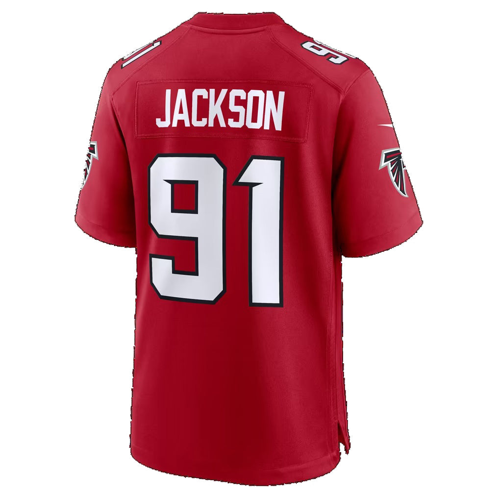 A.Falcons #91 Drake Jackson Red Thaam Team Game Jersey