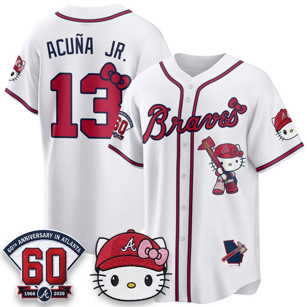 Atlanta Braves #13 Ronald Acu?a Jr. White Thaam Meow KT 2026 Vapor Limited All Stitched Jersey