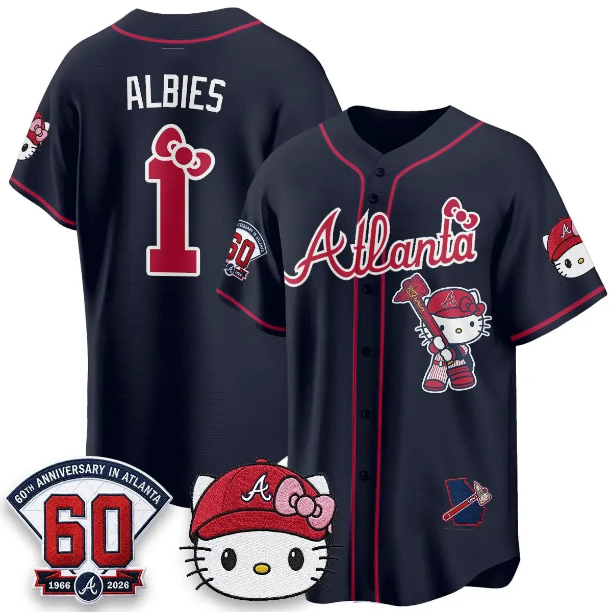 Atlanta Braves #1 Ozzie Albies Navy Meow Thaam KT 2026 Vapor Limited All Stitched Jersey
