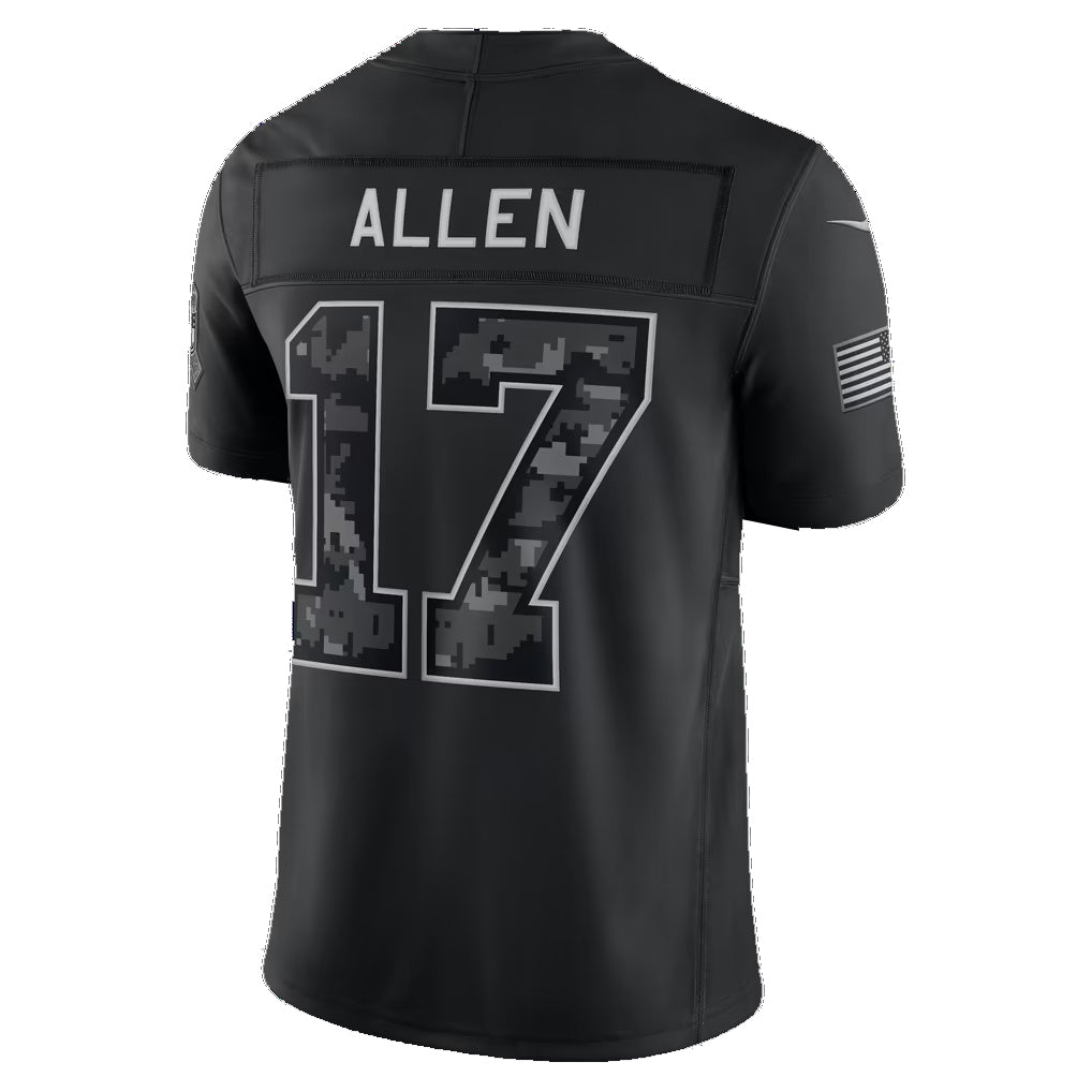 B.Bills #17 Josh Allen Black 2026 Salute to Service Stitched Limited Football jersey Thaam