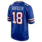 B.Bills #18 Trent Sherfield Sr. Royal Team Game Football jersey Thaam