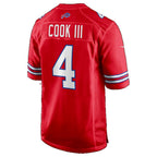 B.Bills #4 James Cook III Red Alternate Game Football jersey Thaam