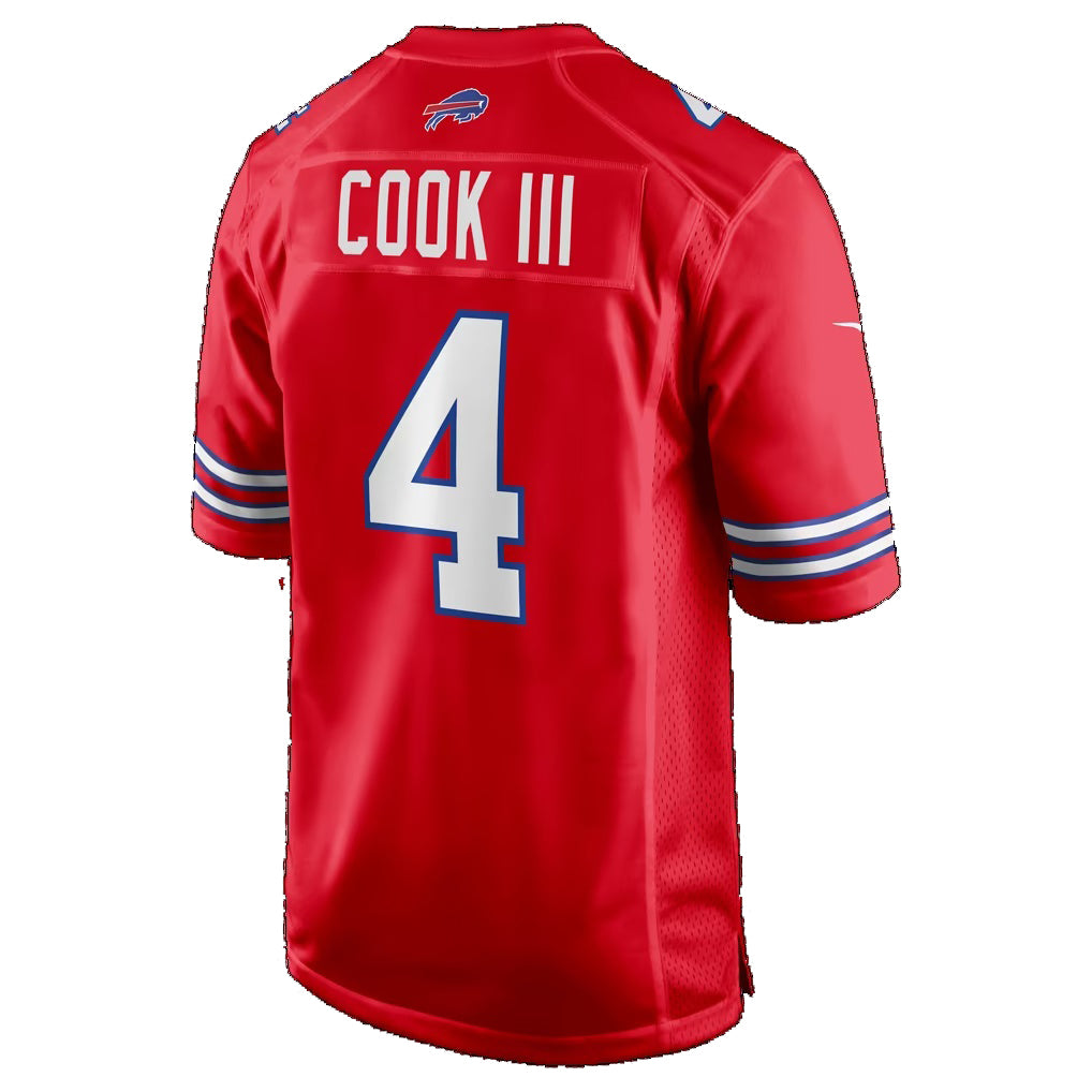 B.Bills #4 James Cook III Red Alternate Game Football jersey Thaam