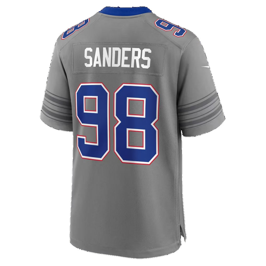B.Bills #98 T.J. Sanders Gray Thaam Game Player Jersey