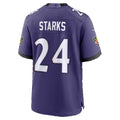 B.Ravens #24 Malaki Starks Purple Team Game Football jersey Thaam