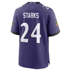 B.Ravens #24 Malaki Starks Purple Team Game Football jersey Thaam