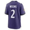 B.Ravens #2 Nate Wiggins Purple Team Game Football jersey Thaam