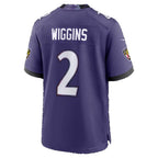 B.Ravens #2 Nate Wiggins Purple Team Game Football jersey Thaam