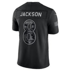 B.Ravens #8 Lamar Jackson Black 2026 Salute to Service Stitched Limited Football jersey Thaam