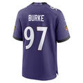 B.Ravens #97 Ethan Burke Purple Team Game Football jersey Thaam