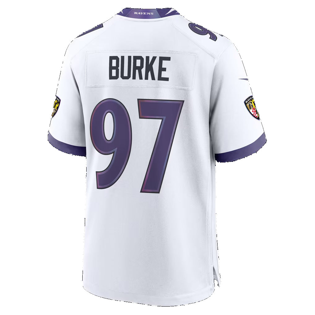 B.Ravens #97 Ethan Burke White Thaam Game Jersey