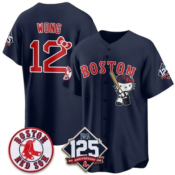 Boston Red Sox #12 Connor Wong Navy Thaam Meow KT Vapor Limited Stitched Jersey