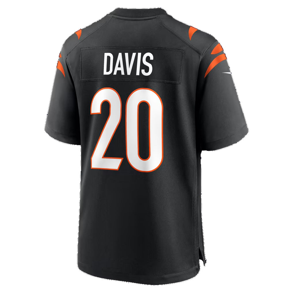 C.Bengals #20 Tacario Davis Black Team Game Football jersey Thaam