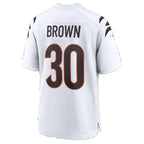 C.Bengals #30 Chase Brown White Game Football jersey Thaam