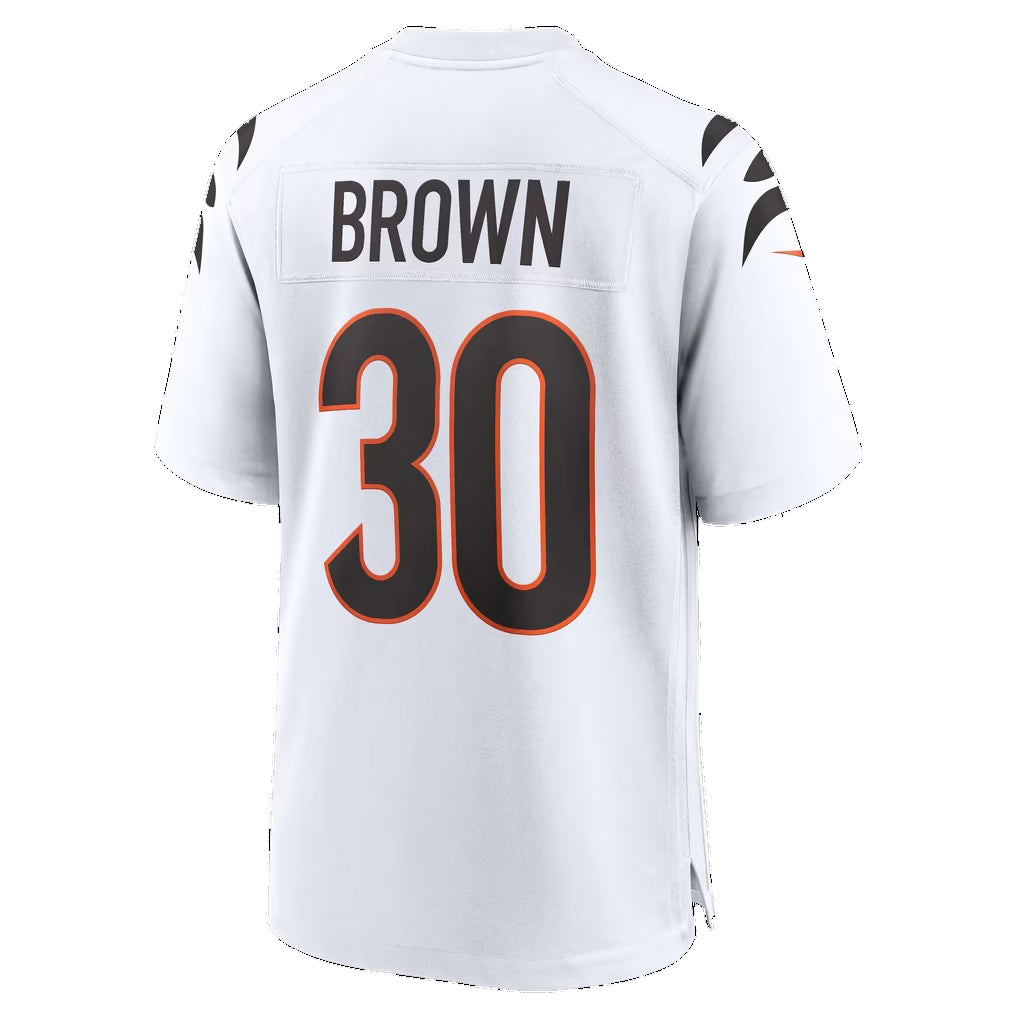 C.Bengals #30 Chase Brown White Game Football jersey Thaam