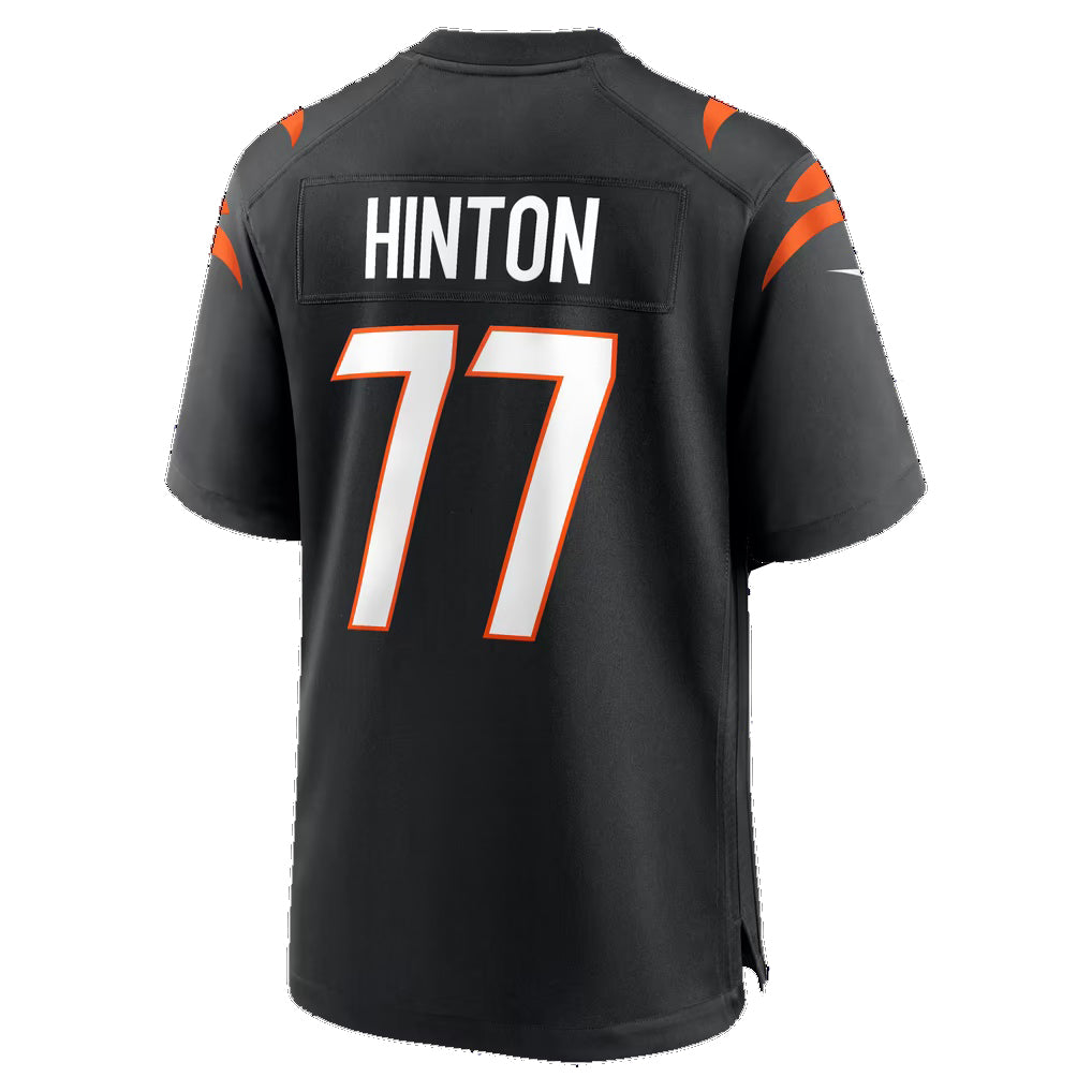 C.Bengals #77 Myles Hinton Black Team Game Football jersey Thaam
