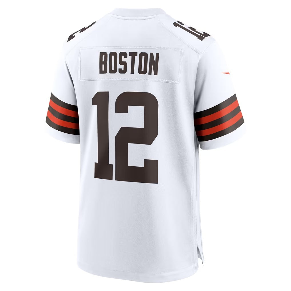 C.Browns #12 Denzel Boston White Game Football jersey Thaam