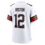 C.Browns #12 Denzel Boston White Game Football jersey Thaam
