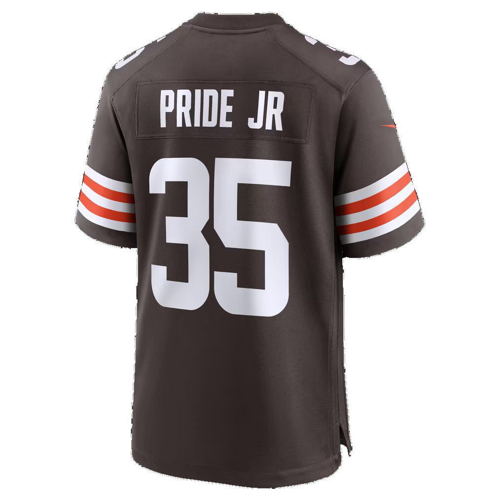 C.Browns #35 Toriano Pride Jr. Brown Team Game Football jersey Thaam