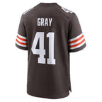 C.Browns #41 Eric Gray Brown Thaam Team Game Jersey