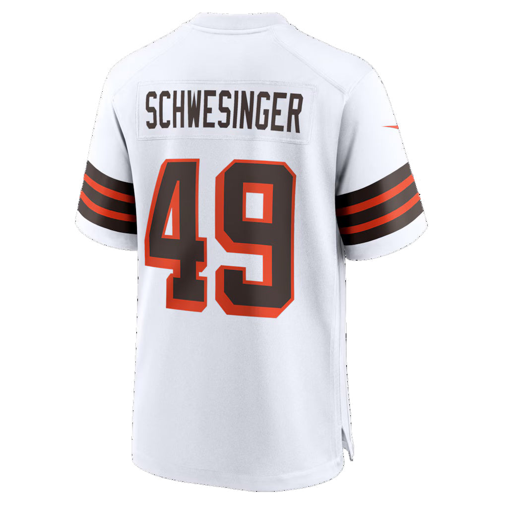 C.Browns #49 Carson Schwesinger Alternate White Alternate Game Jersey THAAM