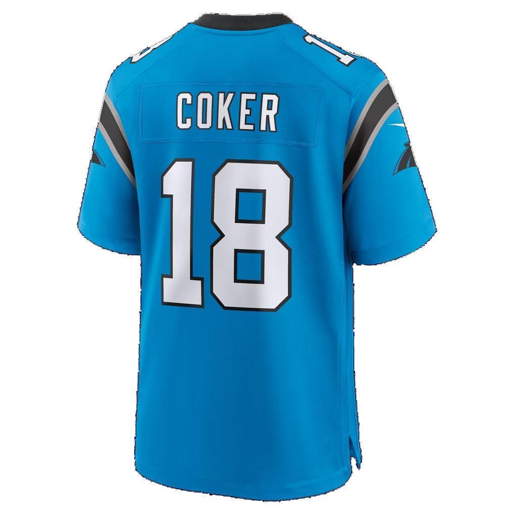 C.Panthers #18 Jalen Coker Blue Alternate Game Football jersey Thaam